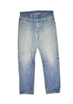 Vintage Plain Pockets Jeans Mens 34x32 Medium Wash Denim Faded Distressed - $32.03