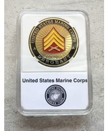 NEW USMC U.S. Marine Corps Sergeant Challenge Coin With Case. - $338.10 MXN