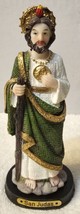 Saint Jude San Judas Tadeo Robe Staff Apostle Religious Figurine Statue Set Of 2 - £18.19 GBP