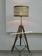 Classical Nautical Wood Chrome Tripod Table Lamp Stand Vintage Floor Sha... - £135.05 GBP