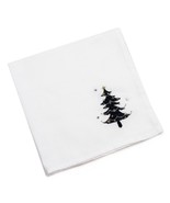 Metallic Tree Christmas Embroidered White Napkin - 45cm x 45cm - £6.01 GBP