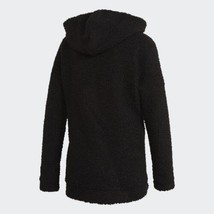 adidas Women&#39;s Brillant Basics Sherpa Hooded Track Top Jacket Black Size... - $28.25