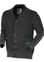 Michigan State Spartans Unisex Indigo Cable Shawl Cardigan Sweater Mens S Bruzer - $22.99