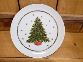 George Good Christmas Tree 7 3/4 Dessert or Salad Plate Gold Trim Japan - $13.41