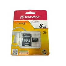 Transcend 8GB Micro SD Memory Card + Adapter for Camera Phone MP3 Tablet - £3.85 GBP