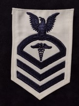 HMC HOSPITAL CORPSMAN RATING BADGE CPO E-7 BLACK ON WHITE - $8.00