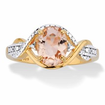 18K Gold Over Sterling Silver Womens Morganite Diamond Accent Ring 6 7 8 9 10 - £144.76 GBP