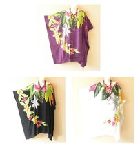LG23 Floral Batik Hand Painted 38" Kaftan Dolman Women Abaya Long Top Mi... - $29.90