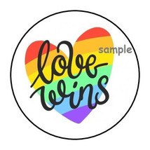 30 Pride Love Wins Rainbow Heart Envelope Seals Labels Stickers 1.5&quot; Round - £5.96 GBP