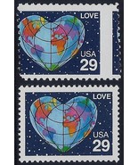 2535a -29c Misperf Error / EFO &quot;Love&quot; Globe Earth Mint NH - $20.50 CAD