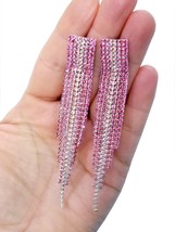 Pink Chandelier Earrings, Rhinestone Crystal Drop Earrings, Statement Earrings 3 - £27.57 GBP