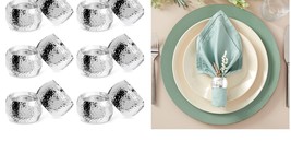 Silver Napkin Rings Holder for Wedding Christmas Thanksgiving Party Set ... - $41.99