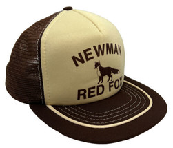 Vintage Newman Red Fox Hat Cap Snap Back Brown Mesh Trucker Kap II One S... - $24.74