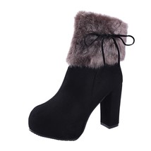 Winter Snow Boots New Flock Round Toe Buckle Boots for Women Sexy Butterfly-knot - £39.21 GBP