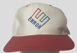 Enron Houston Gas Vintage 90s Rainbow Logo White Red Stitched Hat Cap One Size - £19.71 GBP