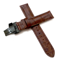 19mm 20mm 21mm 22mm 23mm 24mm Brown Watch Band Strap Deployment Black Buckle - £14.94 GBP