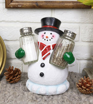 Ebros Gift Christmas Snowman Decorative Glass Salt Pepper Shaker Holder Figurine - £19.80 GBP