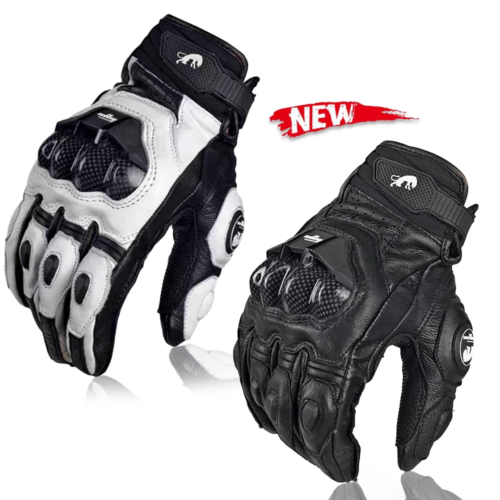 Furygan AFS 6 Motorcycle Gloves Men&#39;s Leather Black Gloves Moto Racing Glove - £31.83 GBP