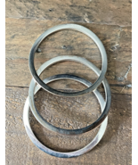 GUESS Silvertone Bangles Set of 3 Vintage Geometric Wave Design - $16.03