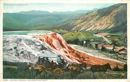 Postcard C-1910 Stagecoach Wyoming Yellowstone Jupiter Terrace 23--13250 - $6.55