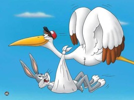 Warner Bros. &quot;Special Delivery&quot; Bugs Bunny Stork Baby Animation Giclee Gift - £194.76 GBP
