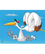 Warner Bros. &quot;Special Delivery&quot; Bugs Bunny Stork Baby Animation Giclee Gift - £197.59 GBP