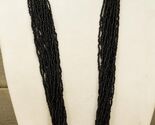 Artisan Jewelry Black Glass Seed Beaded Multi Strand Statement Necklace 36" - $28.70