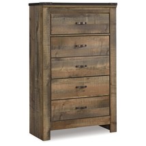 Signature Design by Ashley Trinell Rustic 5 Drawer Chest of Drawers with Nailhea - £499.08 GBP