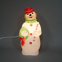 Original Vintage Blow Mold Snowman Christmas Lighted Tabletop 13&quot; 1968 - £66.33 GBP