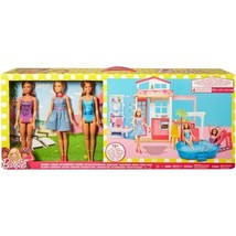  Barbie 2 Story House with Pool + 3 Dolls Full of Furniture Brand New    Rare  - £46.71 GBP