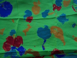 7/8yard Brt Green Italian Silk Matelasse Hunter Red Mustard Spots Fabric - £22.01 GBP