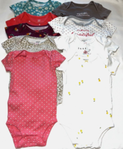 9 Month Baby Girl Short sleeve one piece shirts Carters Lot of 8 - £11.60 GBP