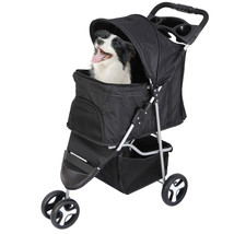 3 Wheels Travel Pet Stroller For Dogs And Cats Durable Foldable Stroller - £77.40 GBP