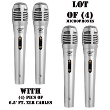 Lot of (4) Pyle PDMIK1 Professional Moving Coil Dynamic Microphones, 4) 6.5' XLR - $29.99