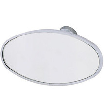 Interior Vintage Oval Chrome Rear View Glass Windshield Mirror w/ Glue On Mount  - £34.20 GBP