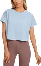 Women&#39;S Pima Cotton Workout Short Sleeve Shirts Loose Crop Tops Athletic... - $35.98
