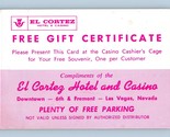 Vtg El Cortez Hotel Casinò Gratuito Regalo Certificato Las Vegas Nv Park... - $31.70
