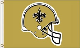 New Orleans Saints Helmet Flag 3X5 Ft Polyester Banner USA 90x150cm - $375.42 MXN
