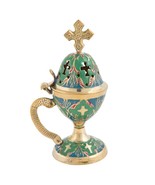 Colored Orthodox Brass Incense Burner - Handmade - High Quality 5.6&quot; 14.3cm - £20.77 GBP