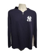 Authentic Majestic New York Yankees Mens Medium Blue Hooded Jersey - £56.08 GBP
