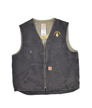 Carhartt Canvas Vest Jacket Mens XL Faded Black Sherpa Lined Full Zip Workwear - £49.41 GBP