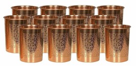 100% Pure Embossed Copper Joint Less Glass Ayurvedic Health Benefits. Set of 12 - £44.94 GBP