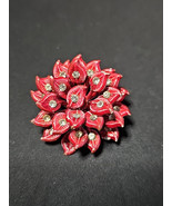 Vintage Red Enamel Poinsettia Brooch with Rhinestones – Holiday Costume ... - €21,85 EUR