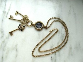 Vintage Joan Rivers Keys Pendant Chain Necklace C3577 - £55.52 GBP