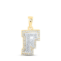 10kt Two-tone Gold Womens Round Diamond F Initial Letter Pendant 1/5 Cttw - £166.80 GBP