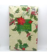 Christmas Vinyl Tablecloth 52&quot; X 90&quot; Holly &amp; Berries New Holiday - $188.09 MXN
