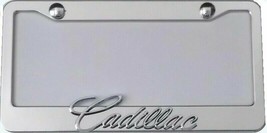 CADILLAC 3D CHROME SCRIPT STAINLESS STEEL FRAME + PROTECTIVE PLATE LENS - £28.11 GBP
