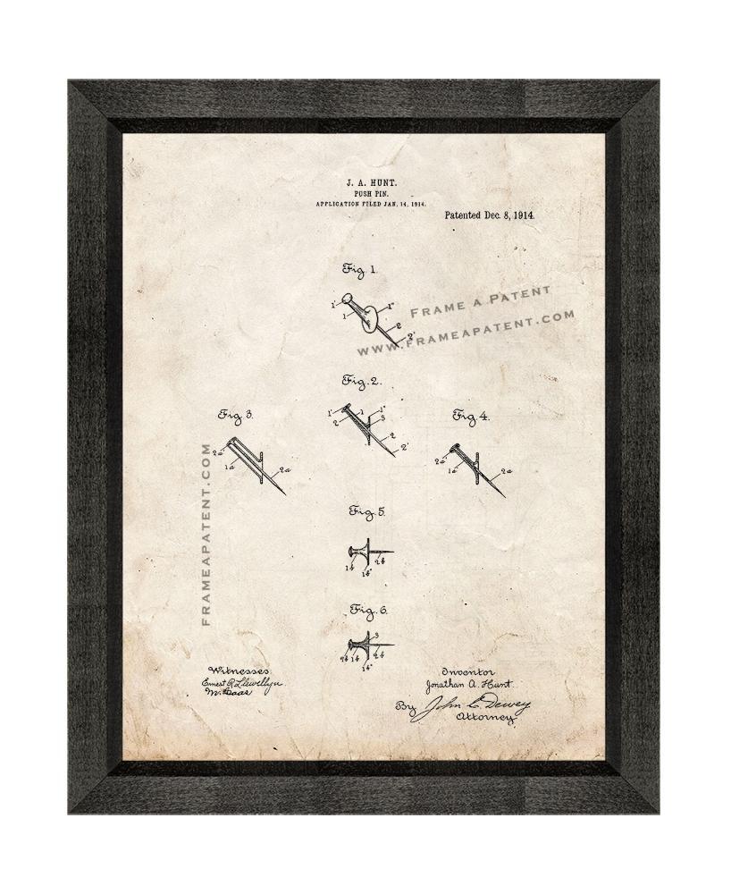 Primary image for Push-pin Patent Print Old Look with Beveled Wood Frame