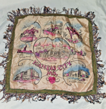 vintage KANSAS CITY MO pillow slip case FRINGED Heart of America Union station - £15.19 GBP