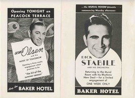 6 Baker Hotel Mural Room &amp; Peacock Terrace Ad Flyers Dallas Texas 1940&#39;s... - £45.15 GBP